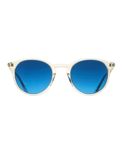 Shop Barton Perreira Men's Princeton Round Sunglasses In Champagne