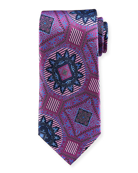 Ermenegildo Zegna Macro Medallions Print Silk Tie, Purple | ModeSens
