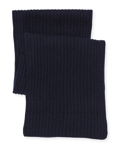 Shop Portolano Ribbed Cashmere Scarf, Black In Charcoal