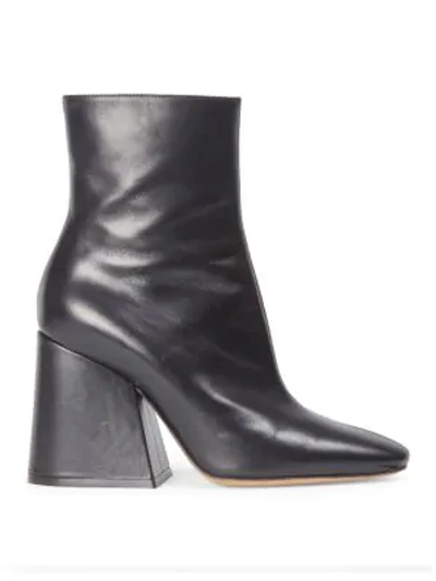 Shop Maison Margiela Leather Chunky Heel Mid-calf Boots In Black