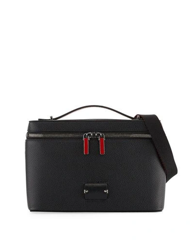 Shop Christian Louboutin Men's Leather Zip-around Pouch In Black