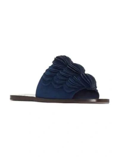 Shop Mercedes Castillo Delphia Suede Slides In Bright Blue