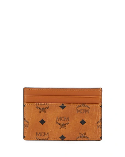 Shop Mcm Men's Original Visetos Mini Card Case In Brown