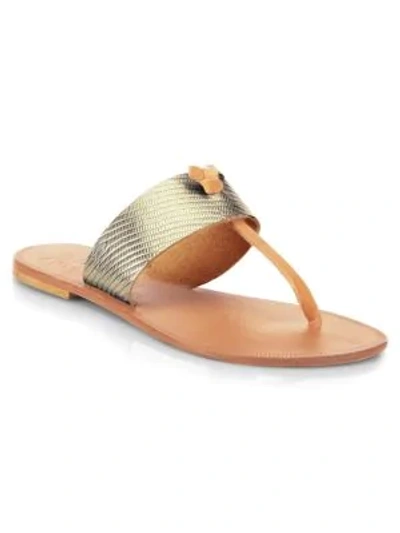 Shop Joie Nice Metallic Leather Thong Sandals In Platinum