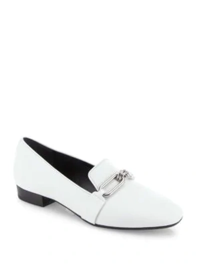 Shop Michael Kors Lennox Leather Loafers In Optic White