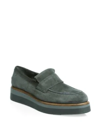 Shop Vince Dorsey Leather Platform Loafers In Tarmac