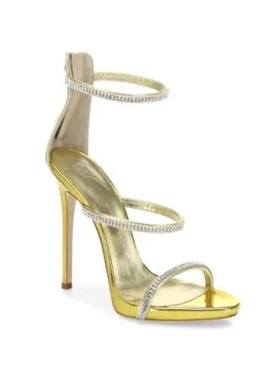 Shop Giuseppe Zanotti Swarovski Crystal Accented Leather Sandals In Dore