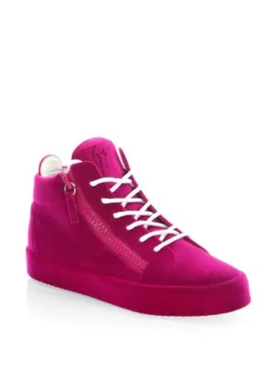 Shop Giuseppe Zanotti Round Toe Mid-top Trainers In Fuchsia