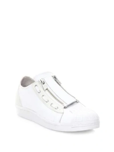 Shop Y-3 Super Zip Leather Sneakers In White
