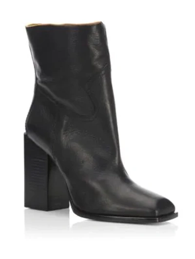 Shop Saint Laurent Jodie Leather Booties In Black