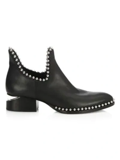 Shop Alexander Wang Kori Cutout Studded Leather Ankle Boots In Black