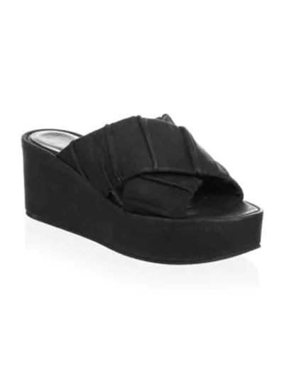 Shop Ld Tuttle Crossover Leather Slides In Black