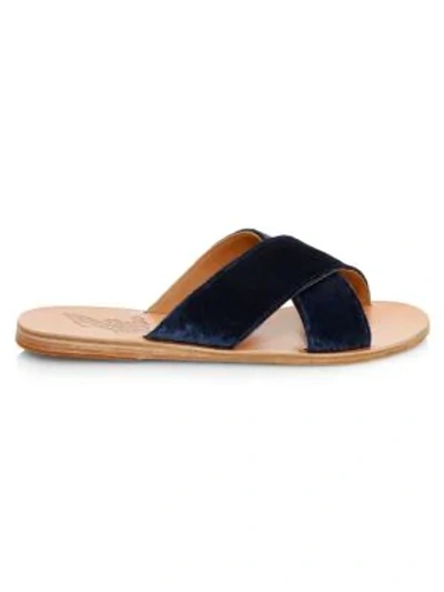 Shop Ancient Greek Sandals Thais Leather Slides In Marine