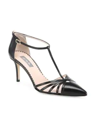 Shop Sjp By Sarah Jessica Parker Carrie T-strap Leather Pumps In Black