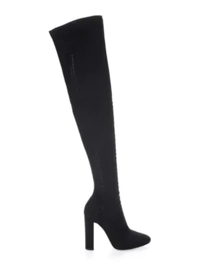 Shop Gianvito Rossi Vires Knit Over-the-knee Block Heel Boots In Black