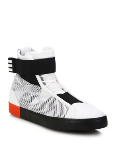 Shop Y-3 Loop Court High-top Trainers In White
