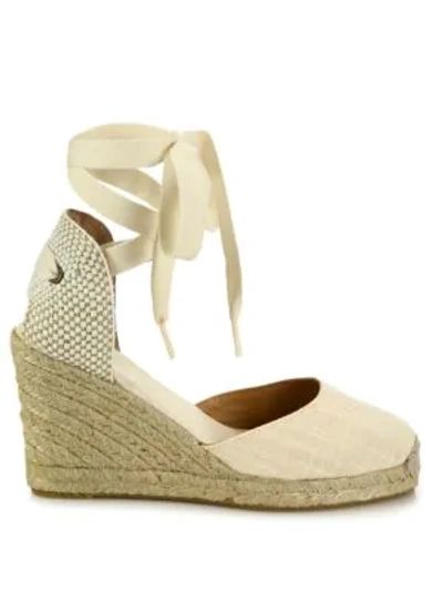 Shop Soludos Canvas Ankle-wrap Wedge Espadrilles In Blush