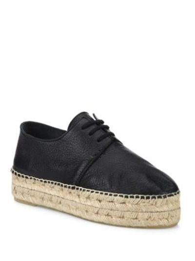 Shop Vince Cynthia Leather Espadrille Sneakers In Black