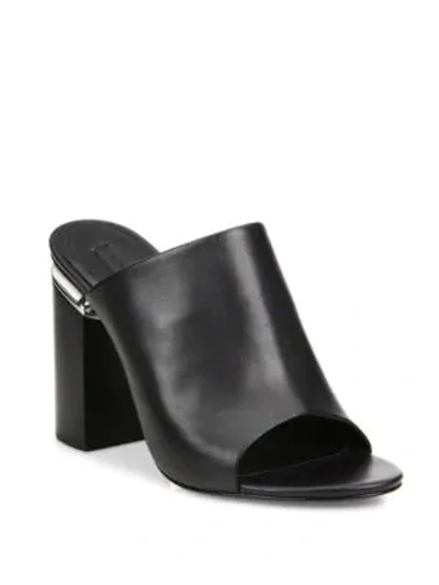 Shop Alexander Wang Avery Leather Block Heeled Mules In Black