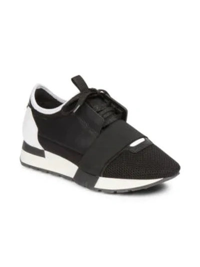 Shop Balenciaga Race Runner Sneakers In Black White