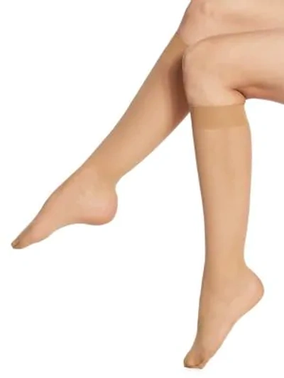 Shop Wolford Women's Individual 10 Sheer Knee Highs In Sand