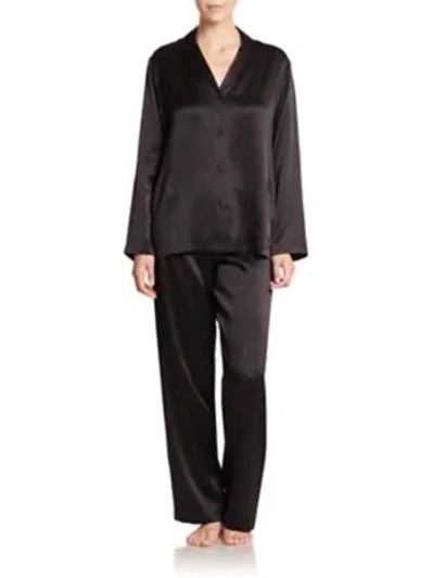 Shop La Perla Women's Silk Pajamas In Black