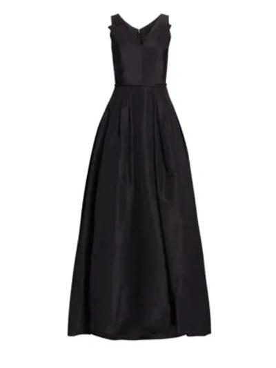 Shop Carolina Herrera Flared Silk Gown In Black