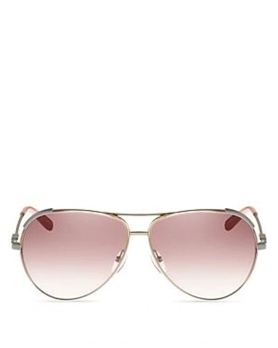 Shop Chloé Women's Nerine Aviator Sunglasses, 60mm In Light Gold/peach/rose Gradient Lens
