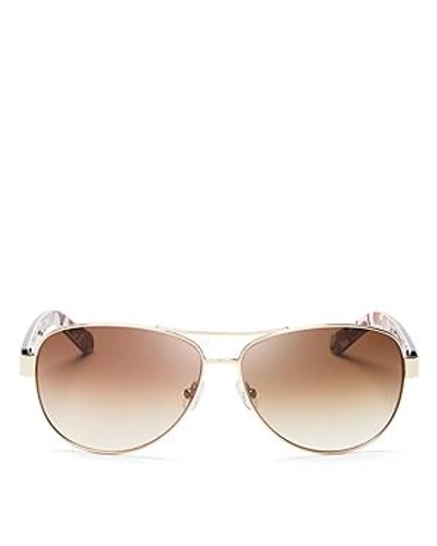 Shop Kate Spade New York Women's Dalia Aviator Sunglasses, 58mm In Gold/ivory/brown Gradient