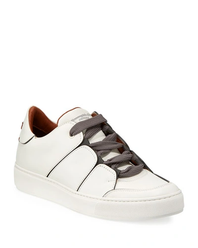 Shop Ermenegildo Zegna Men's Tiziano Men's Leather Low-top Sneakers In White