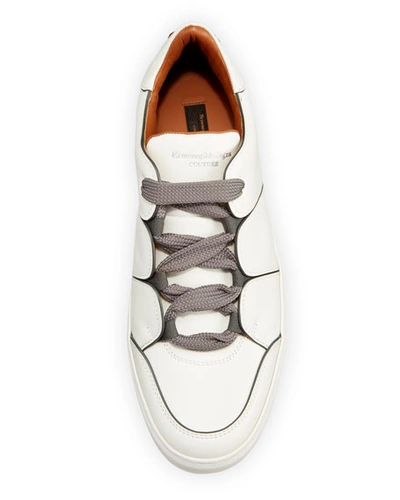 Shop Ermenegildo Zegna Men's Tiziano Men's Leather Low-top Sneakers In White