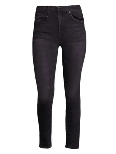Shop R13 High-rise Skinny Jeans In Black Marble