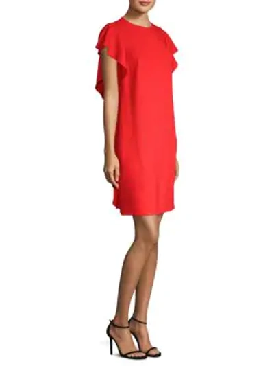 Shop Escada Dlat Ruffle-side Shift Dress In Red
