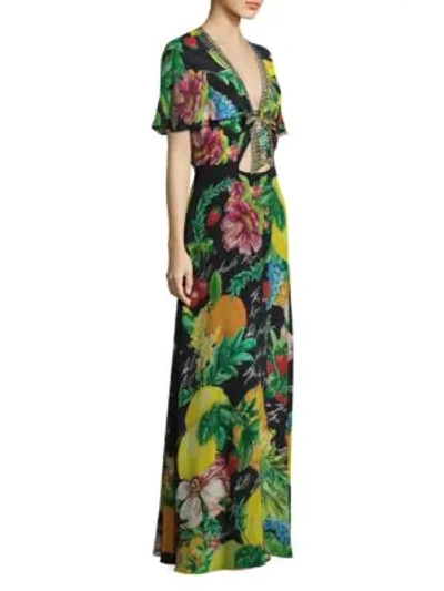 Shop Camilla Floral Silk Maxi Dress In Callcarm