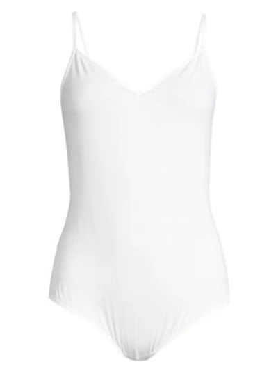 Shop Hanro Cotton Sensation Spaghetti Bodysuit In White