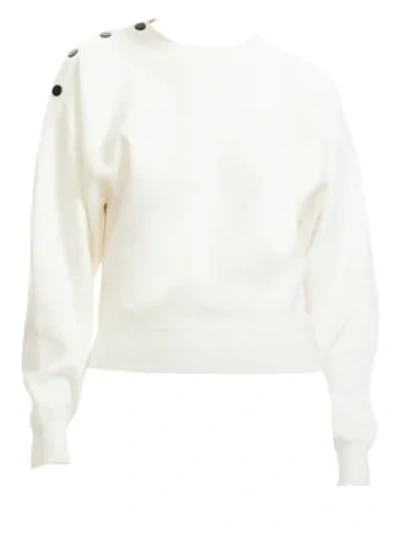 Shop Maje Snap-button Sweatshirt In Ecru