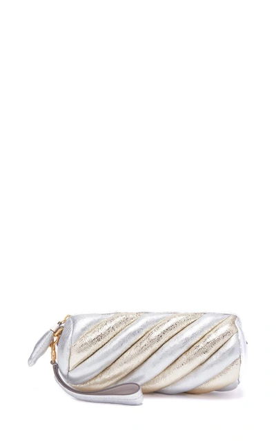 Shop Anya Hindmarch Marshmellow Crackled Metallic-leather Clutch In Multi
