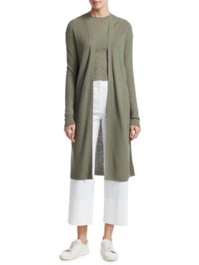 Shop Theory Long Cashmere Cardigan In Faded Army