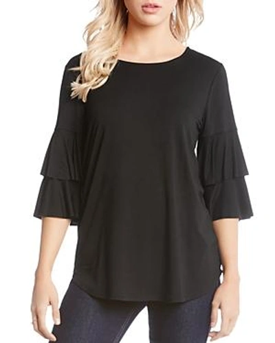 Shop Karen Kane Tiered Ruffled Sleeve Top In Vine