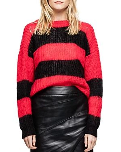 Shop Zadig & Voltaire Gaby Striped Sweater In Black/red