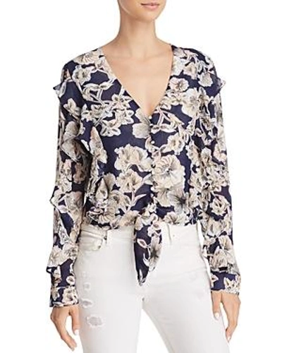 Shop Bardot Tully Ruffled Floral Tie-front Top In Abstract Floral