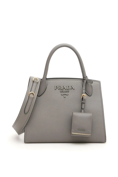 Shop Prada Monochrome Handbag In Marmo Grigiogrigio