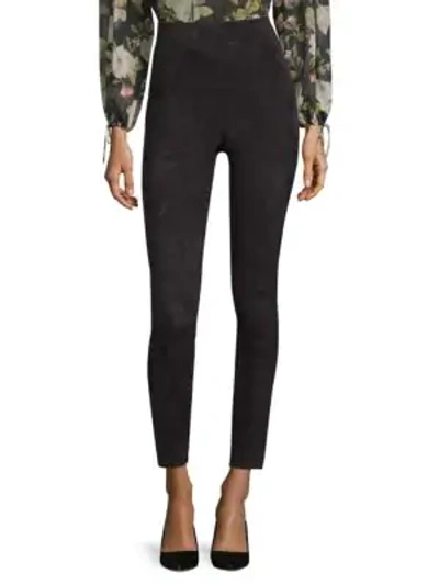 Shop Alice And Olivia Women's Maddox Suede Leggings In Black