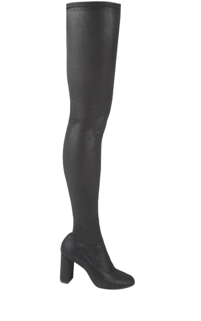 Shop Mm6 Maison Margiela Stretch Faux-leather Over-the-knee Boots In Nero