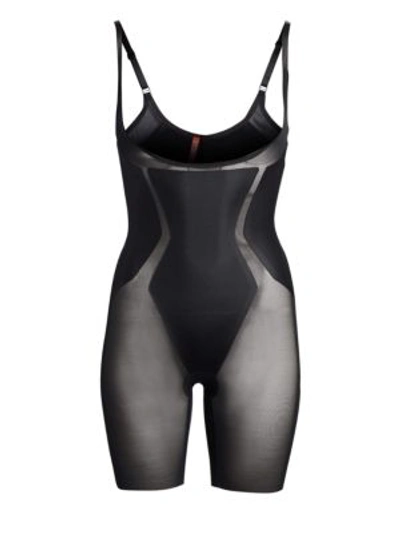 Shop Spanx Women's Haute Contour Open-bust Mid-thigh Shape Suit In Very Black