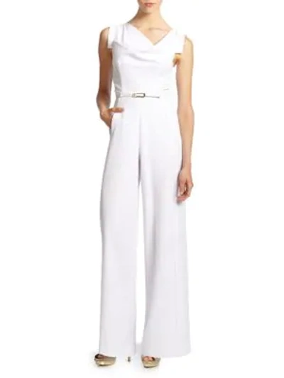 Shop Black Halo Women's Jackie Asymmetric Belted Jumpsuit In White