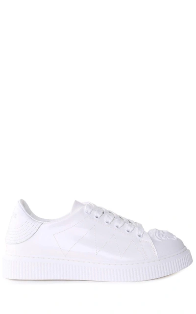 Shop Versace Nyx Brushed-leather Sneakers In Bianco