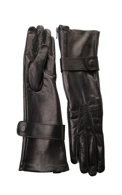 Shop Maison Margiela Zipped Leather Gloves In Nero