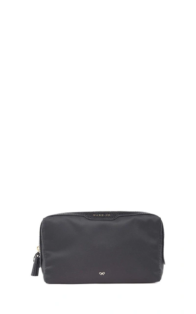 Shop Anya Hindmarch Brushes Leather And Nylon Make-up Pouch In Nero