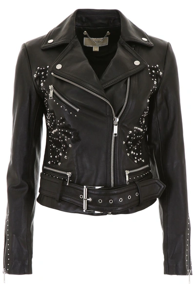 Shop Michael Michael Kors Leather Jacket In Black|nero